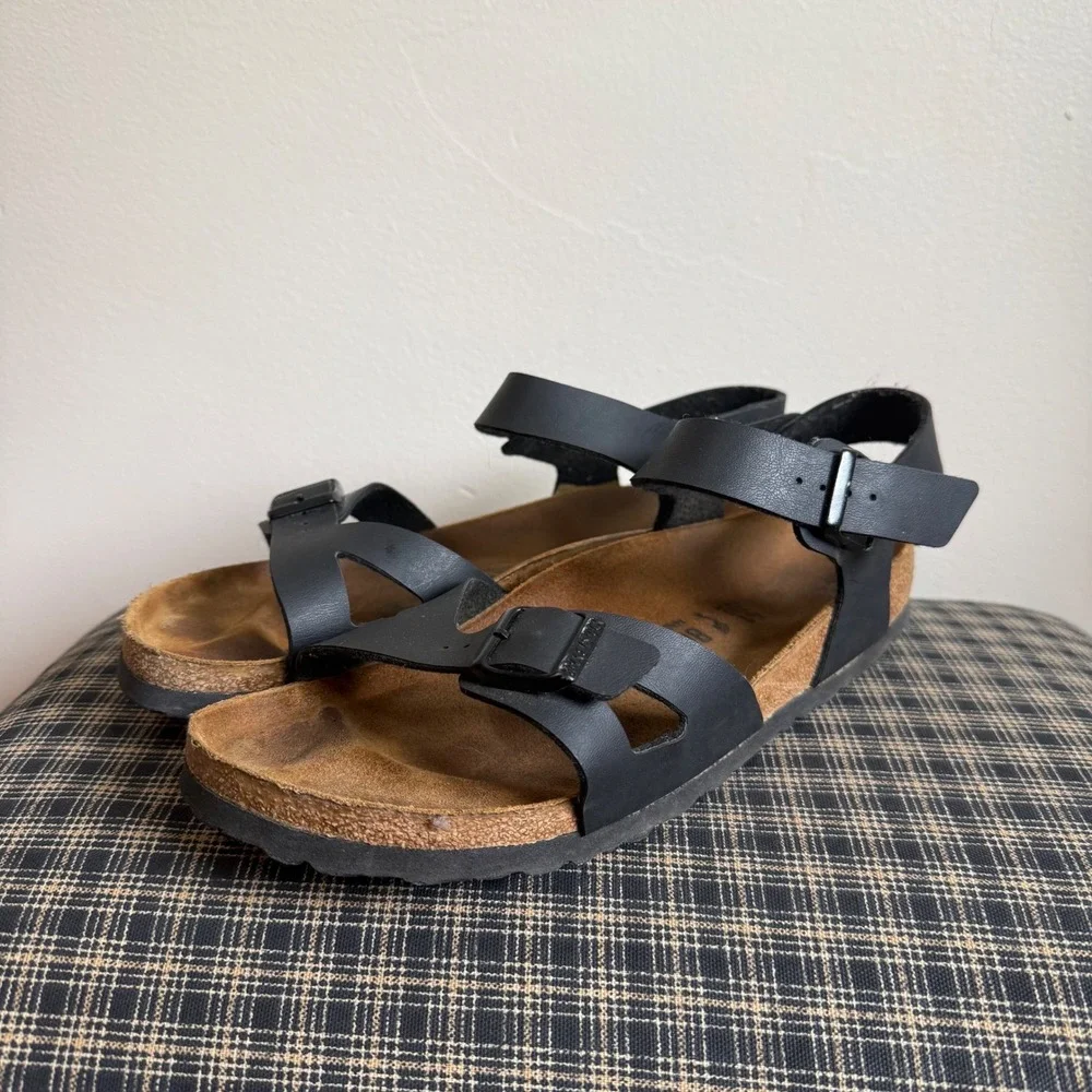 Birkenstock Yara Birko-Flor Ankle Strap Comfort Sandal Size 41 Black